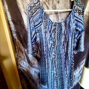 Blue, black and white, patterned Kristin Nicole dress